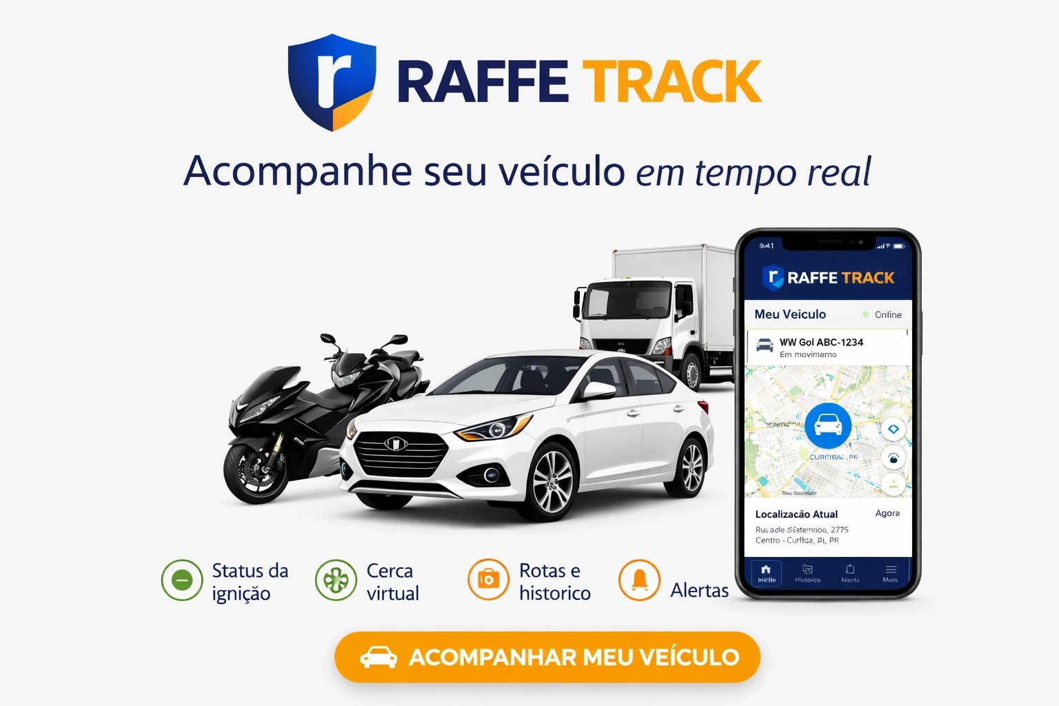 Rastreador + Instalação + Conexão M2M + Plataforma Web + App + Ativação + Central de atendimento
